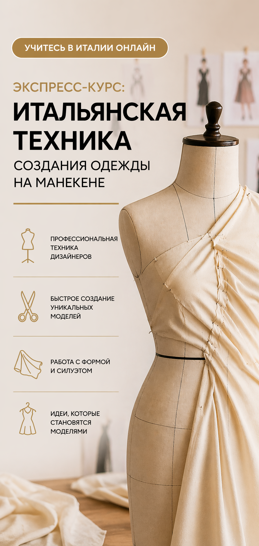 Итальянская техника создания одежды на манекене